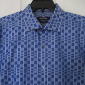 Bugatchi Mens S/S Blue Cotton Casual Shirt NWOT - Size Large Shaped Fit
